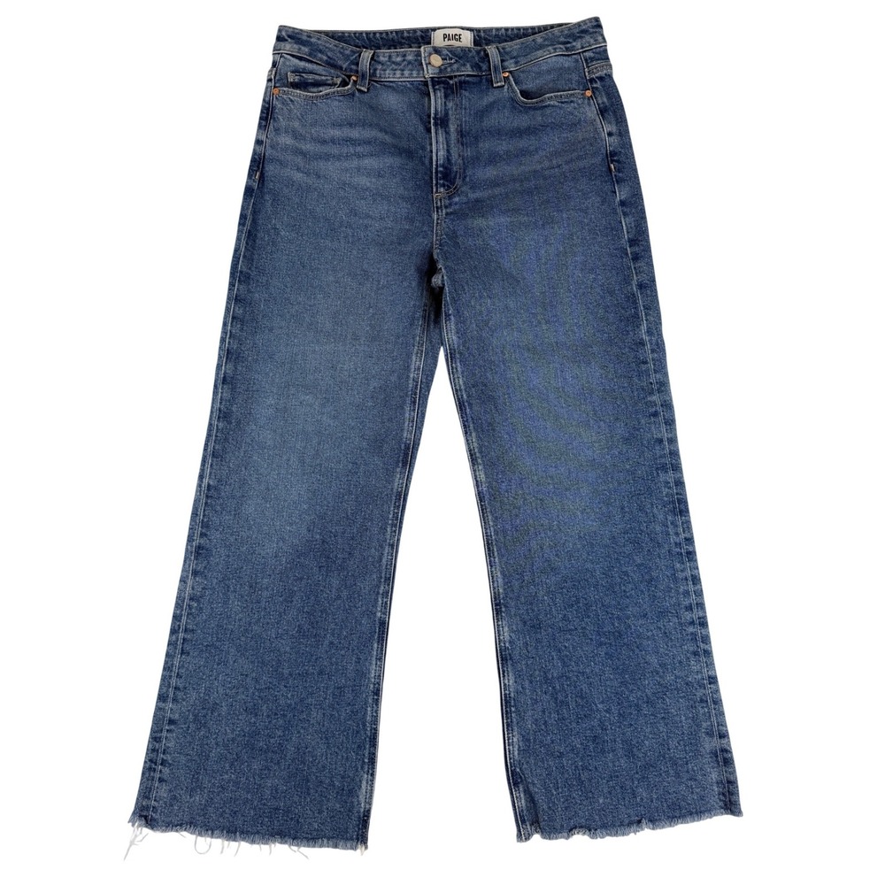 Paige Leenah‎ Ankle Jeans Womens 30 Blue Moonchild Wide Leg Raw Hem 6821L53-C355